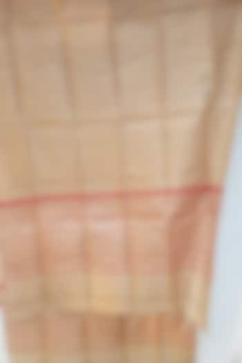 Beige & Red Handwoven Striped Supatta by Shibaprasad Das at Pernia's Pop Up Shop