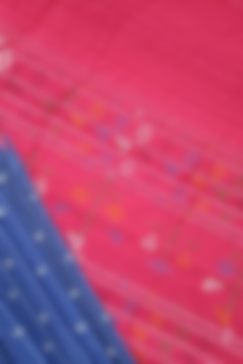 Blue & Red Motifs Handwoven Tie-Dye Saree by Shibaprasad Das