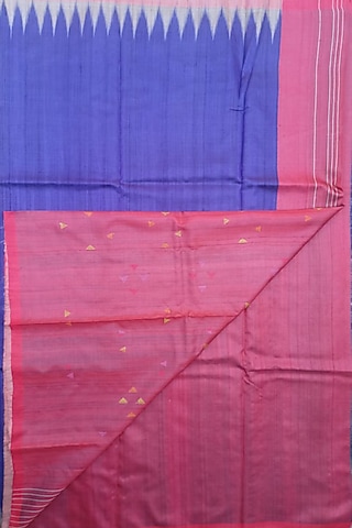 Blue & Off White Handwoven Tie-Dye Saree by Shibaprasad Das