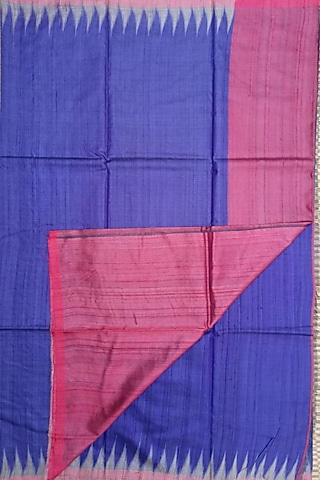 Blue & Red Handwoven Saree by Shibaprasad Das