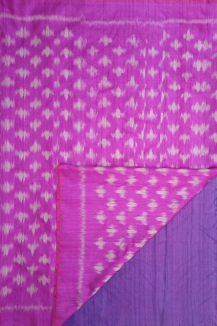 Pink & Purple Handwoven Tie-Dye Saree by Shibaprasad Das