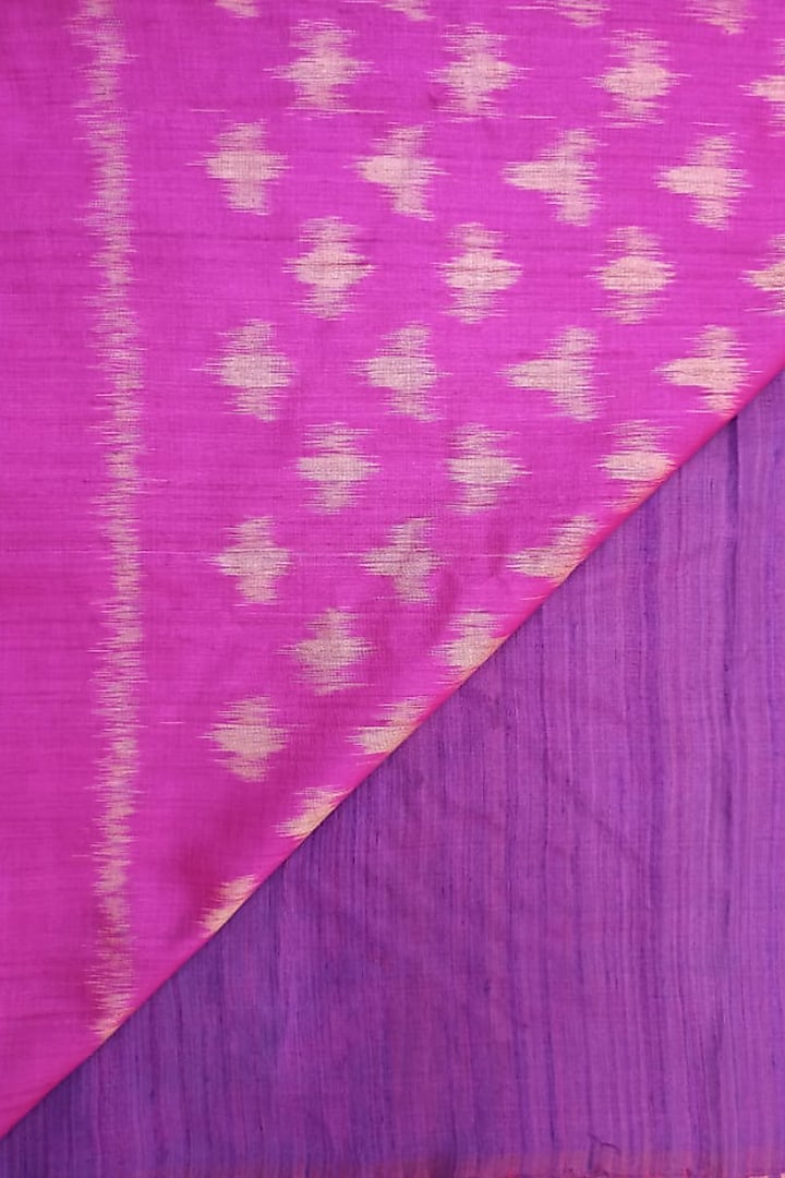 Pink & Purple Handwoven Tie-Dye Saree by Shibaprasad Das at Pernia's Pop Up Shop