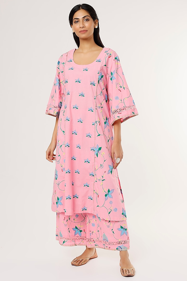 Blush Pink Embroidered & Printed Pakistani Kurta Set by Label By Shalini Bhagat at Pernia's Pop Up Shop