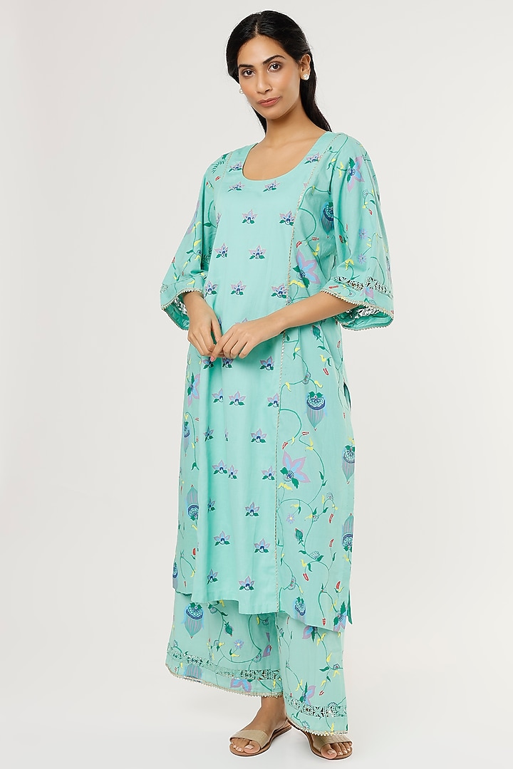 Mint Green Embroidered & Printed Pakistani Kurta Set by Label By Shalini Bhagat at Pernia's Pop Up Shop