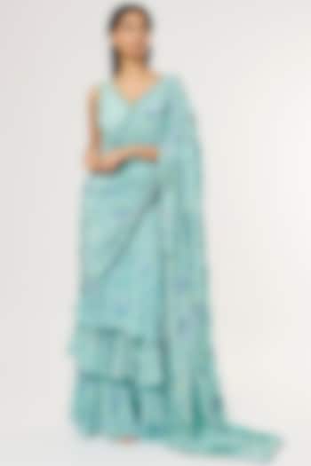 Mint Green Embroidered Saree Set by Label By Shalini Bhagat