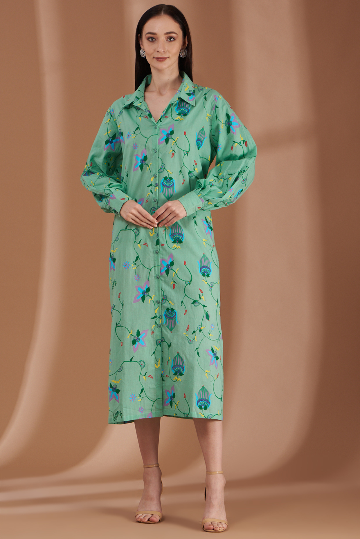 Mint Green Printed Shirt Dress by Label By Shalini Bhagat