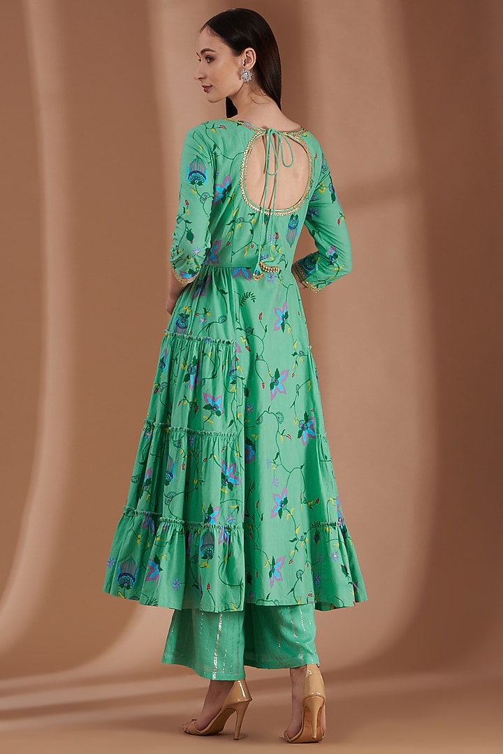 Mint Green Embroidered Party Wear Anarkali Set by Label By Shalini Bhagat at Pernia's Pop Up Shop