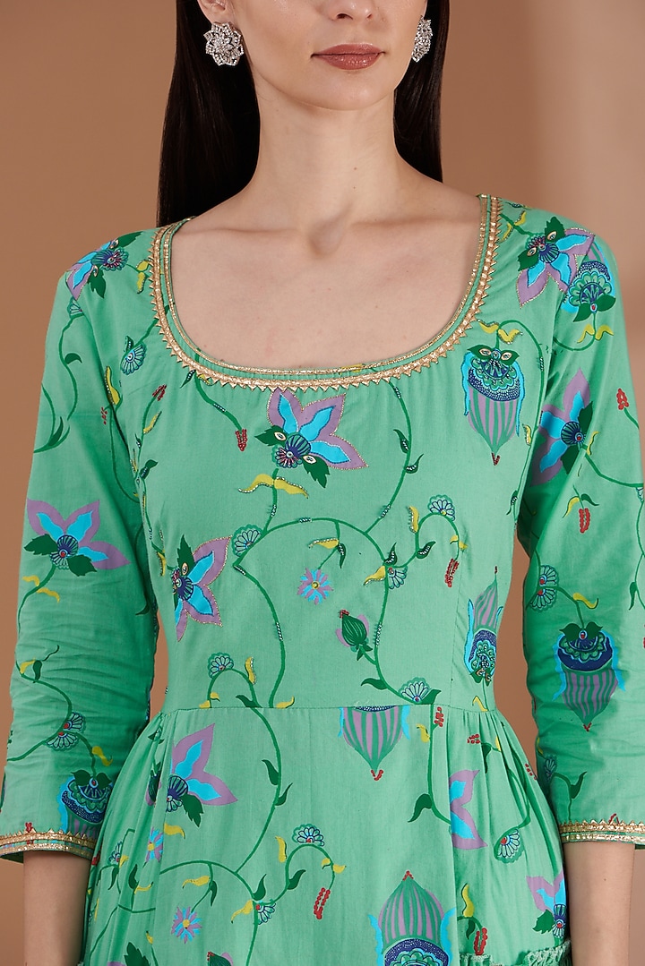 Mint Green Embroidered Party Wear Anarkali Set by Label By Shalini Bhagat at Pernia's Pop Up Shop