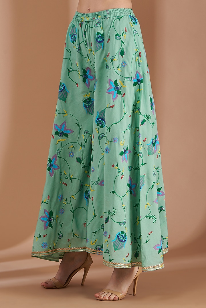 Mint Green Hand Printed Kurta Set by Label By Shalini Bhagat at Pernia's Pop Up Shop