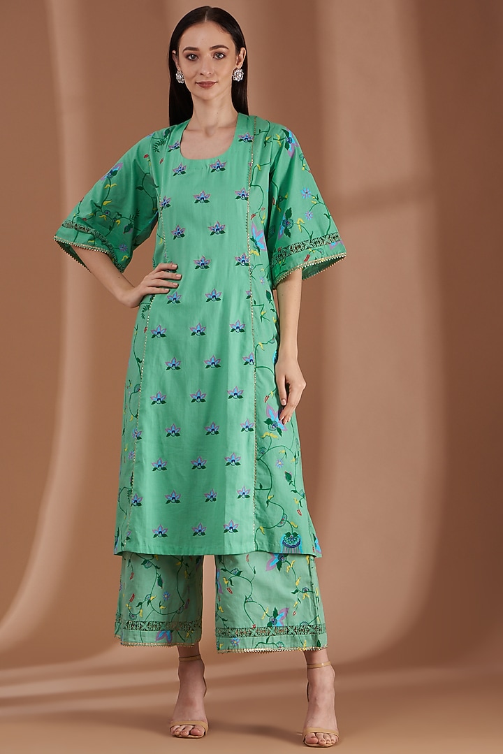 Mint Green Embroidered Kurta Set by Label By Shalini Bhagat at Pernia's Pop Up Shop