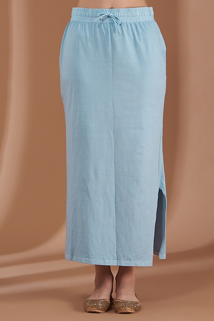 Powder Blue Embroidered Jacket Wedding Saree Set by Label By Shalini Bhagat at Pernia's Pop Up Shop