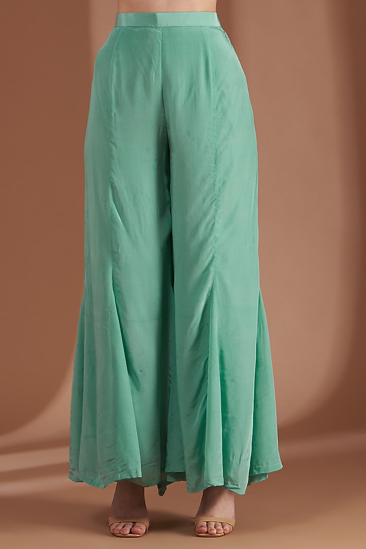 Mint Green Crepe Party Wear Sharara Set by Label By Shalini Bhagat at Pernia's Pop Up Shop
