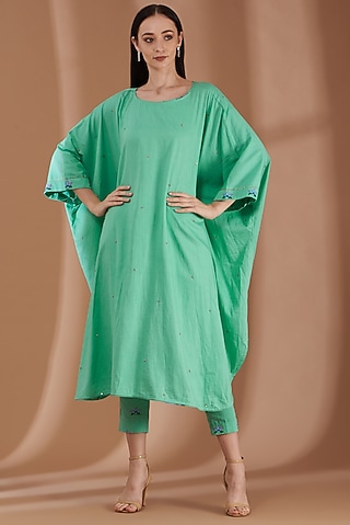 Mint Green Cowl Printed Kurta Set by Label By Shalini Bhagat
