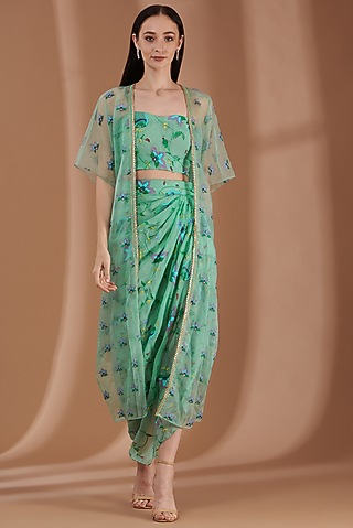 Mint Green Embroidered Skirt Set by Label By Shalini Bhagat