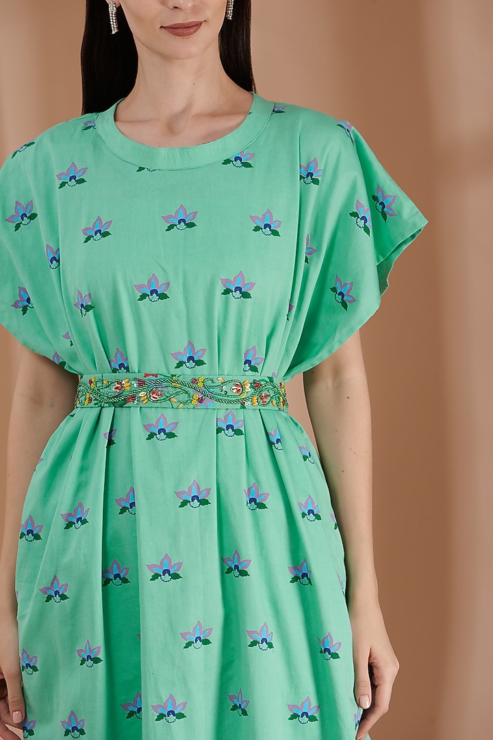 Mint Green Hand Printed Kaftan Set by Label By Shalini Bhagat at Pernia's Pop Up Shop