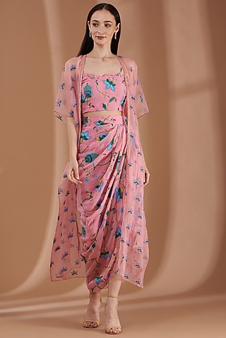 Rose Pink Embroidered Skirt Set by Label By Shalini Bhagat