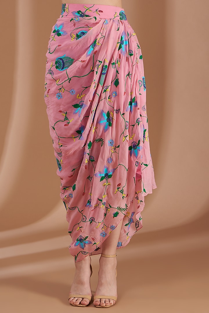Rose Pink Embroidered Skirt Set by Label By Shalini Bhagat at Pernia's Pop Up Shop