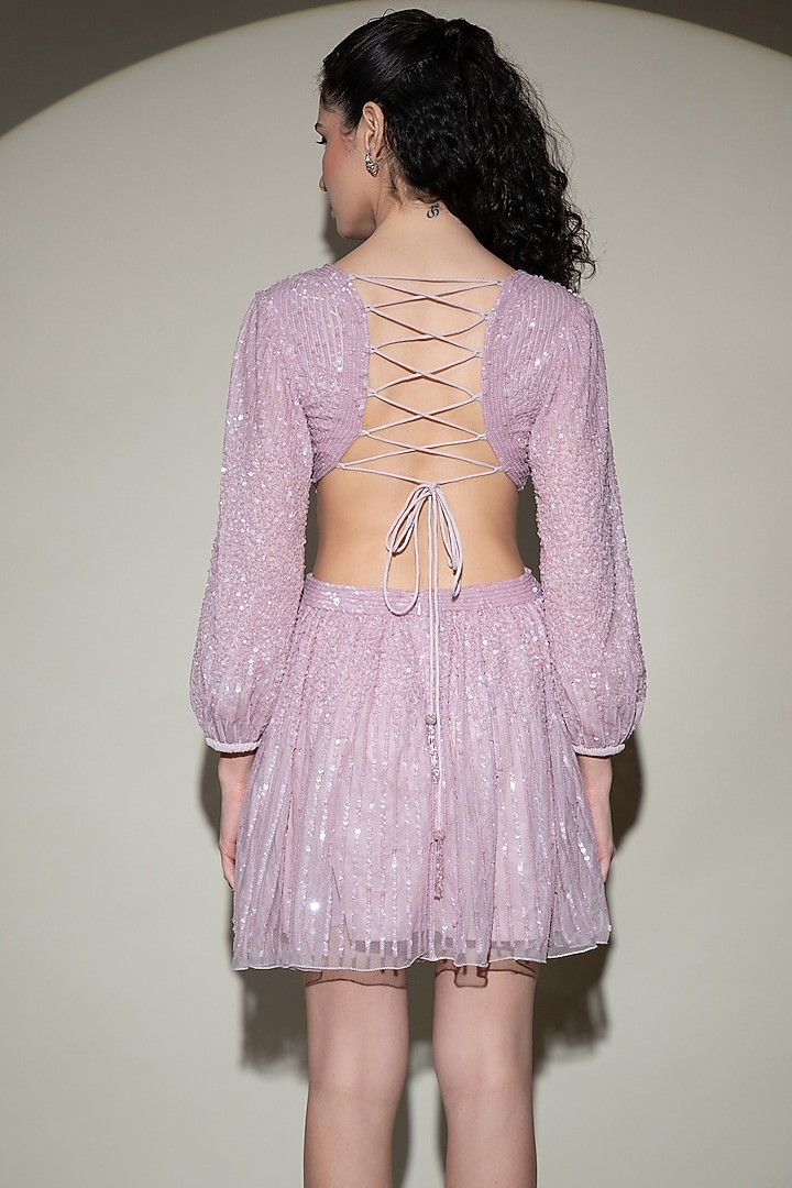 knee length dresses for ladies Blush Teardrop Sequined Sleeveless Mini Dress