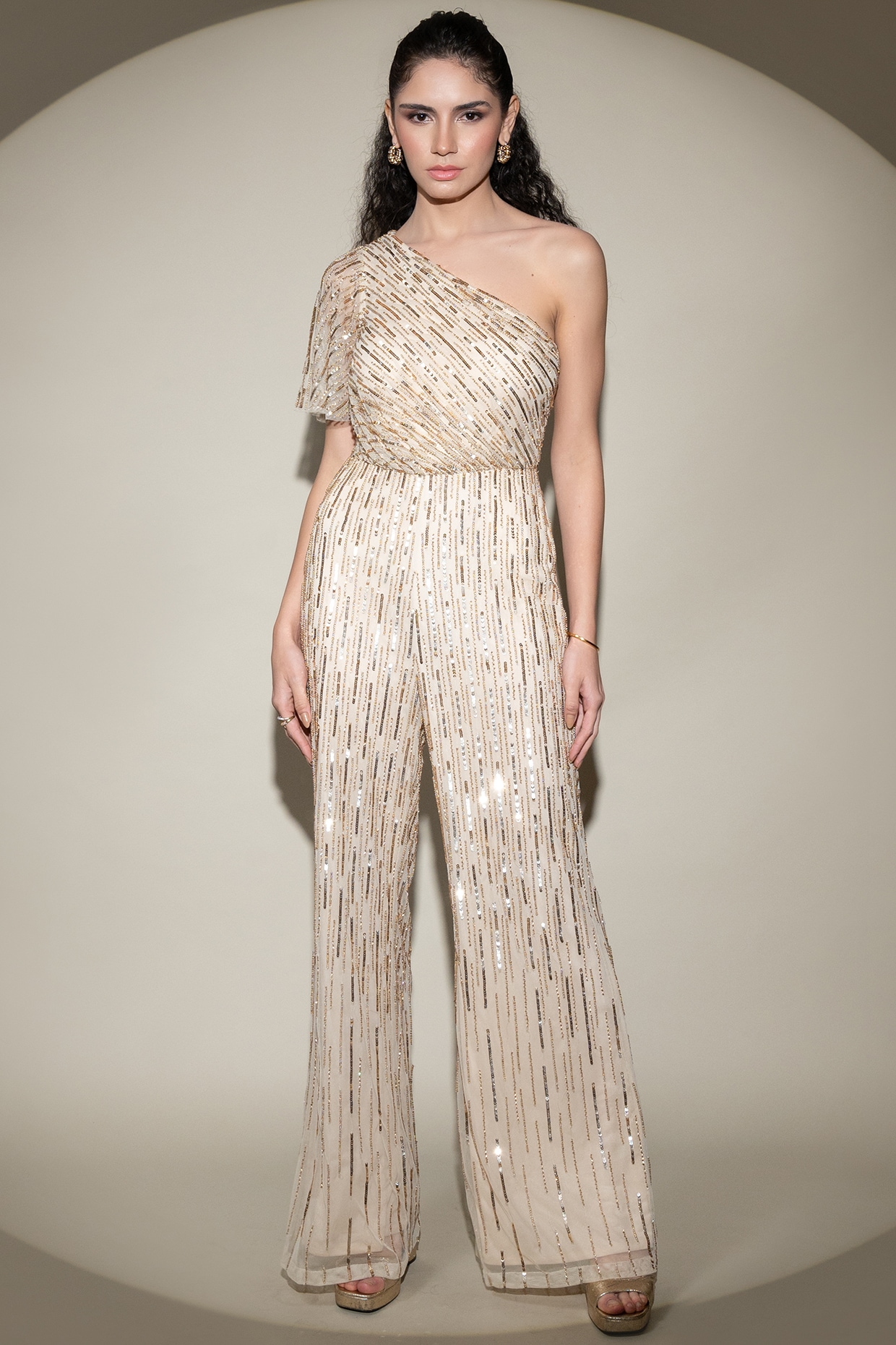 Sequin bell bottom sales jumpsuit