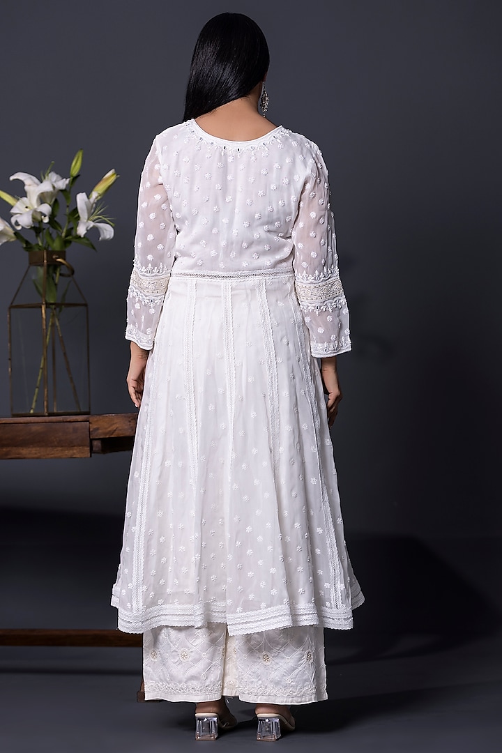 White Organza Wedding Anarkali Set by Shweta Dabas at Pernia's Pop Up Shop