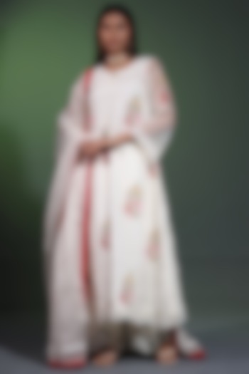 White Organza Mukaish Embroidered A-Line Kurta Set by Shweta Dabas at Pernia's Pop Up Shop