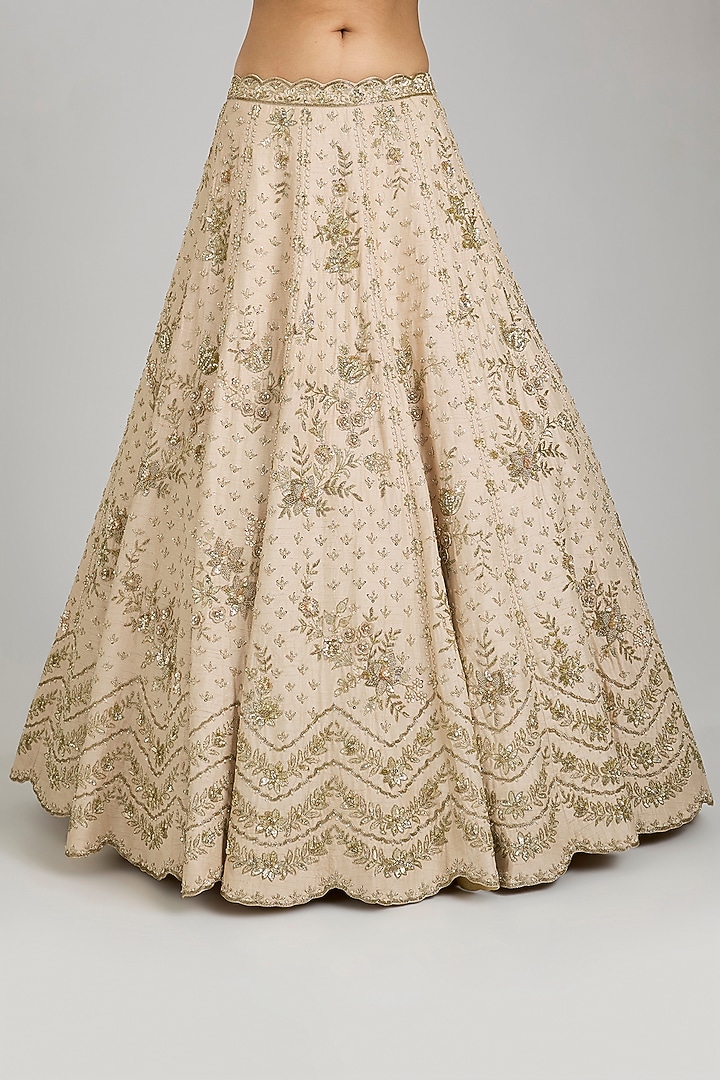 Ivory Dupion Silk Bridal Lehenga Set by Shlok Design at Pernia's Pop Up Shop