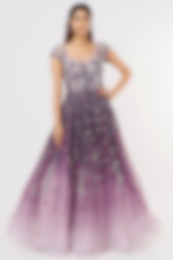 Purple Net Gown by Shlok Design
