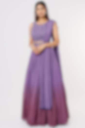 Purple Shaded Chiffon Wedding Lehenga Set by Shlok Design at Pernia's Pop Up Shop
