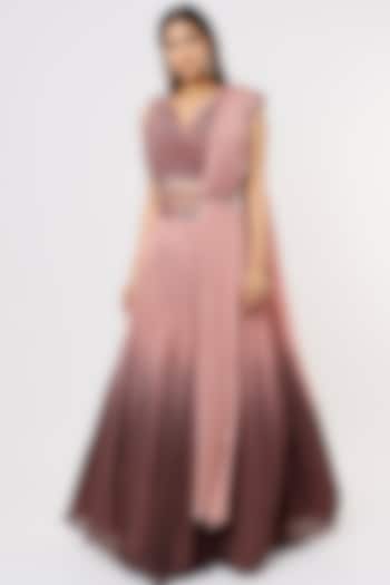 Pink Ombre Chiffon Wedding Lehenga Set by Shlok Design at Pernia's Pop Up Shop