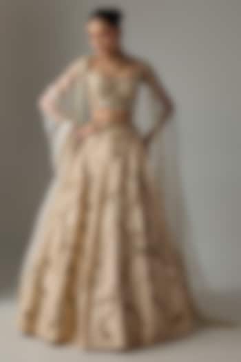 Off-White Dupion Zardosi Embroidered Bridal Lehenga Set by Shlok Design at Pernia's Pop Up Shop