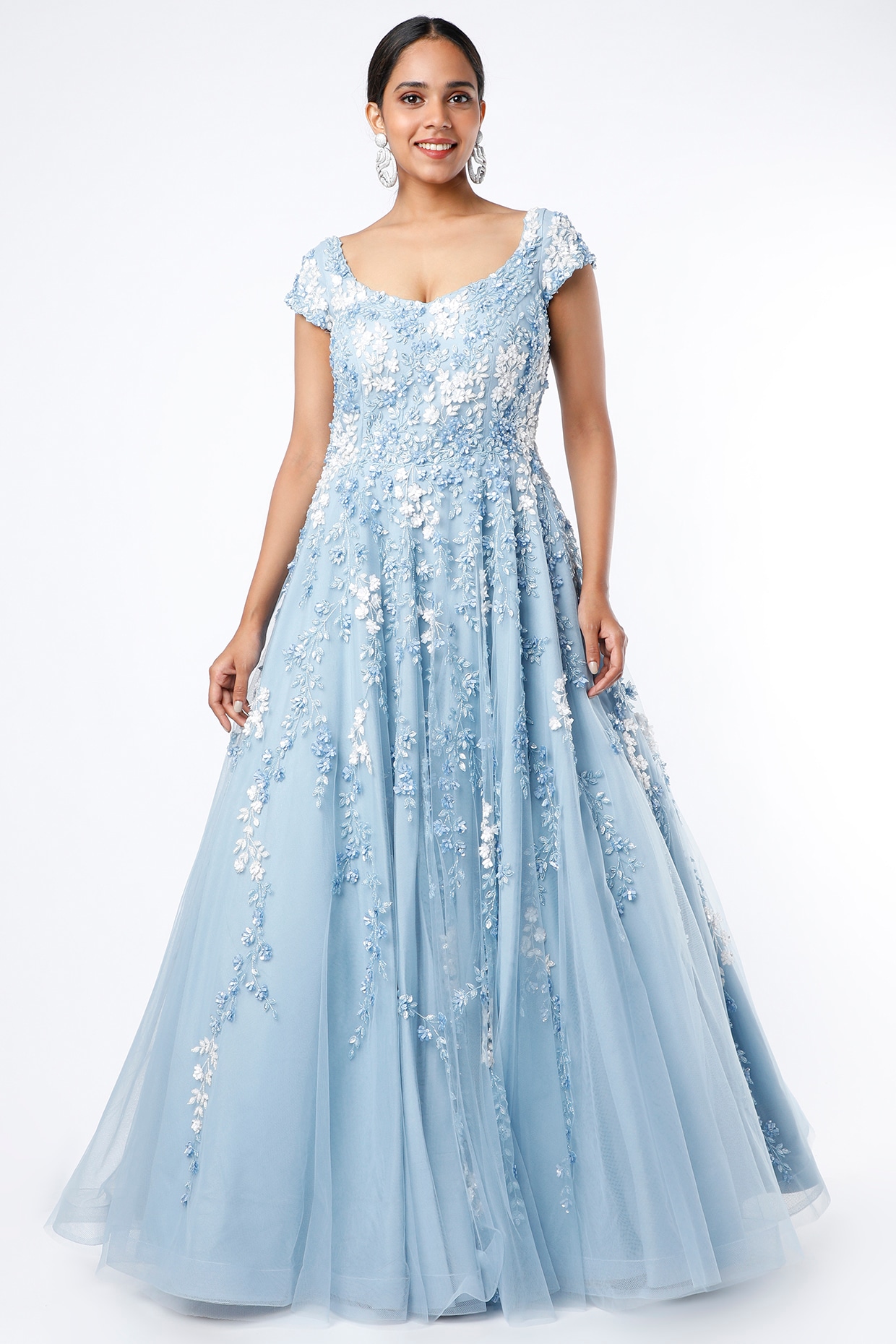 sky blue gown design