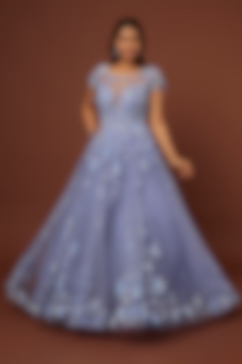 Sky Blue Embroidered Gown by Shlok Design