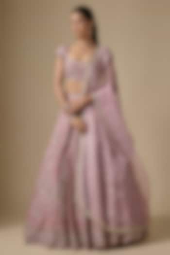 Pink Dupion Silk Nakshi Embroidered Handcrafted Bridal Lehenga Set by Shlok Design at Pernia's Pop Up Shop