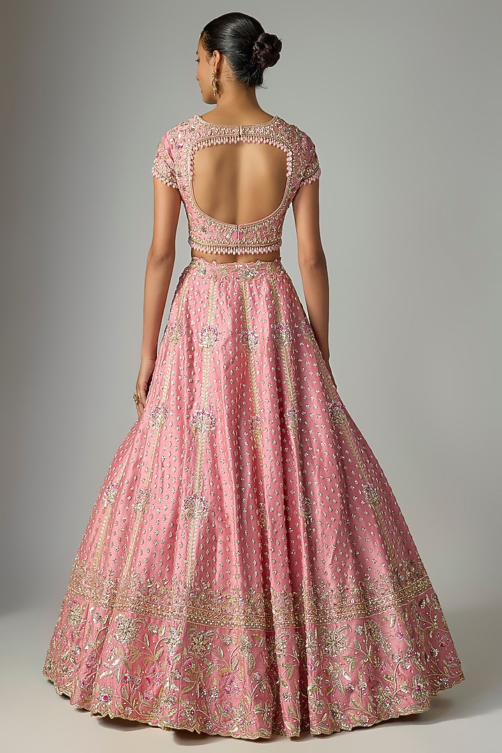 Gold Heavy Dupion Resham Embroidered Bridal Lehenga Set by Shlok Design at Pernia's Pop Up Shop