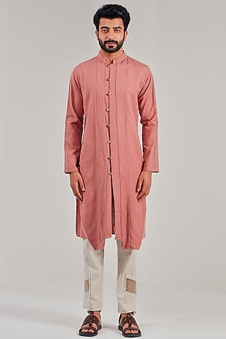 White Cotton Linen Panelled Straight Pants by Shreyansh Designs