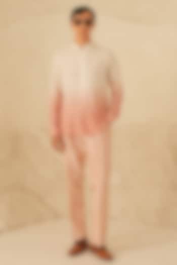 Ivory-Pink Ombre Cotton Silk Kurta Set by Shreyansh Designs at Pernia's Pop Up Shop
