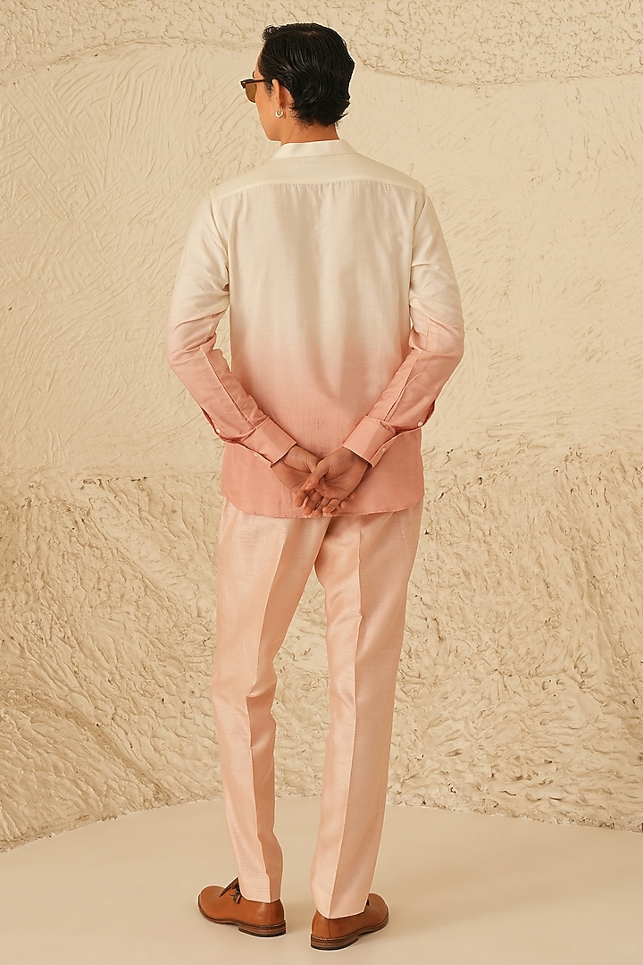 Ivory-Pink Ombre Cotton Silk Kurta Set by Shreyansh Designs at Pernia's Pop Up Shop