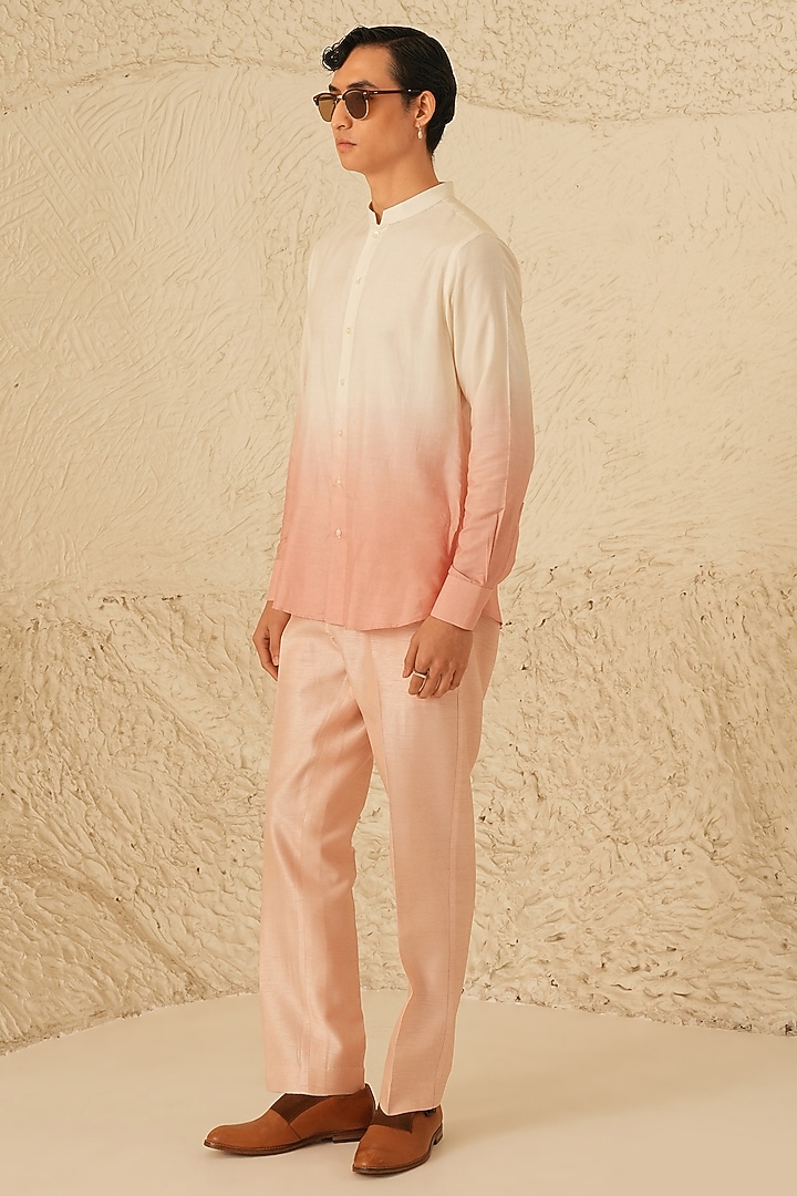 Ivory-Pink Ombre Cotton Silk Kurta Set by Shreyansh Designs at Pernia's Pop Up Shop