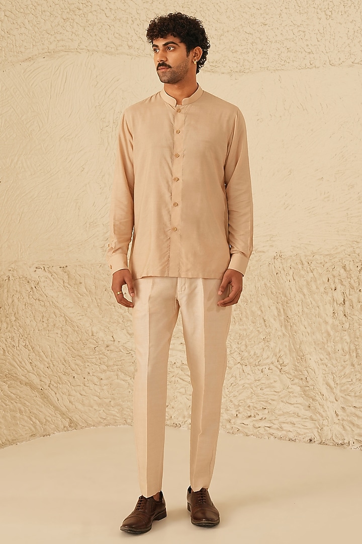 Rose Gold Cotton Silk Short Kurta Set by Shreyansh Designs at Pernia's Pop Up Shop