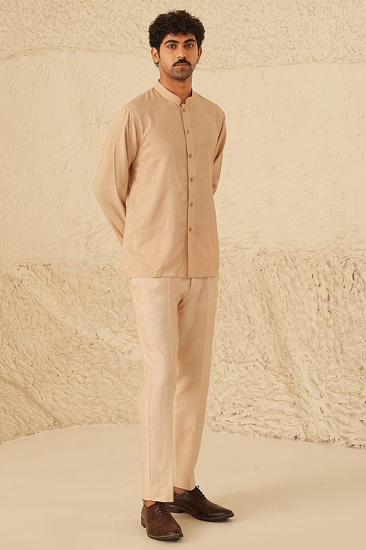 Rose Gold Cotton Silk Short Kurta Set by Shreyansh Designs at Pernia's Pop Up Shop