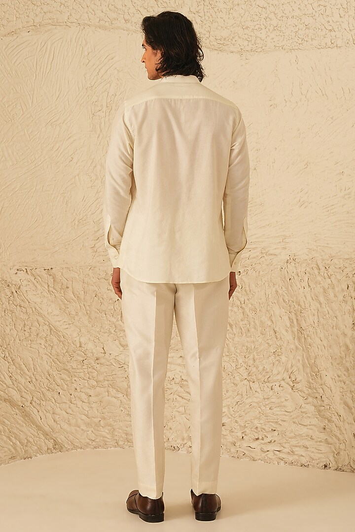 Ivory Cotton Silk Kurta Set by Shreyansh Designs at Pernia's Pop Up Shop
