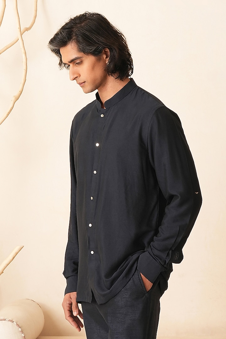 Deep Midnight Blue Cotton Silk Kurta Set by Shreyansh Designs at Pernia's Pop Up Shop