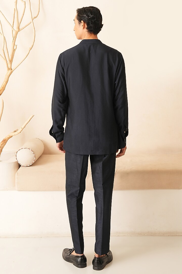 Midnight Blue Cotton Silk Kurta Set by Shreyansh Designs at Pernia's Pop Up Shop