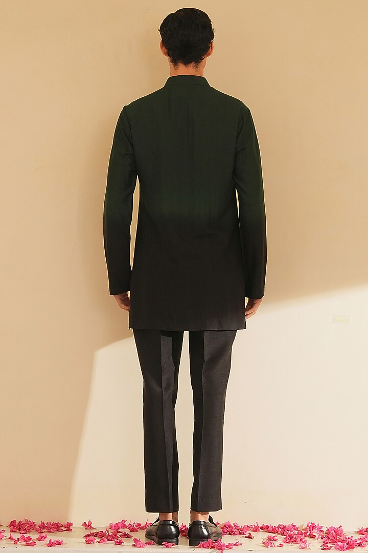 Green & Black Ombre Cotton Silk Kurta Set by Shreyansh Designs at Pernia's Pop Up Shop
