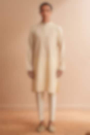 Milky White Cotton Silk Kurta Set by Shreyansh Designs at Pernia's Pop Up Shop
