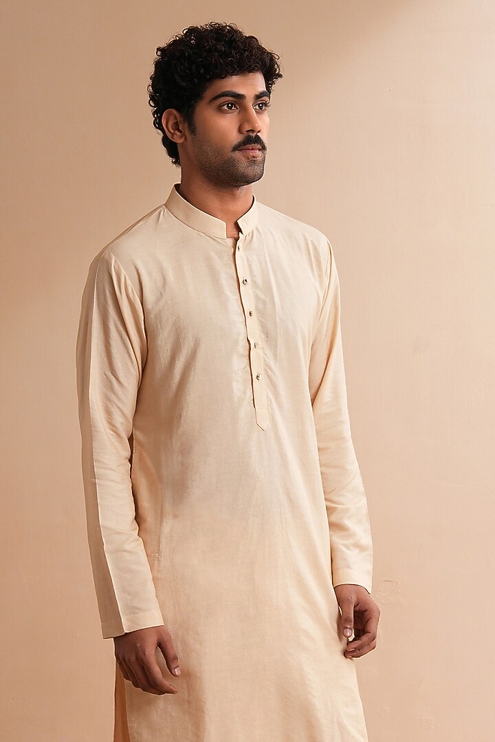 Rose Gold Cotton Silk Kurta Set by Shreyansh Designs at Pernia's Pop Up Shop