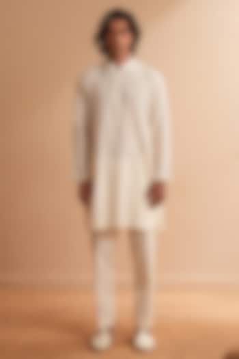 Milky White Cotton Silk Kurta Set by Shreyansh Designs at Pernia's Pop Up Shop