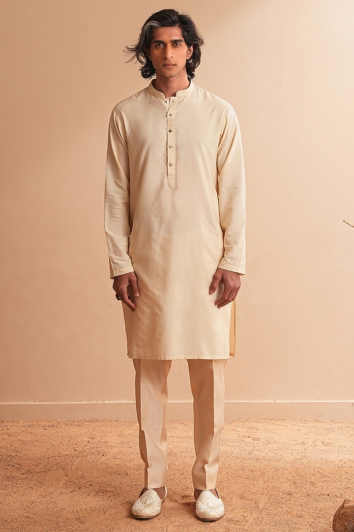 Nude Shade Cotton Silk Kurta Set by Shreyansh Designs at Pernia's Pop Up Shop