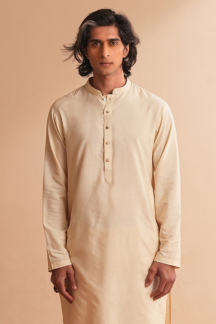 Nude Shade Cotton Silk Kurta Set by Shreyansh Designs at Pernia's Pop Up Shop