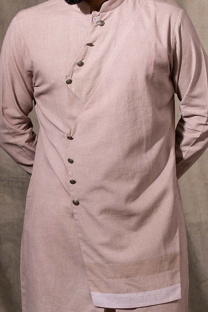 Mauve Cotton Linen Multi-Layered Kurta by Shreyansh Designs at Pernia's Pop Up Shop